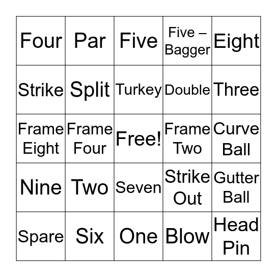 Hamilton Lane's Bowling Bingo Card