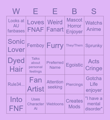 Lost Cause Bingo Sheet Bingo Card