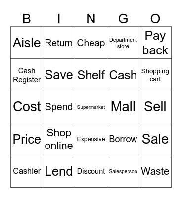 UNIT 6 VOCABULARY Bingo Card