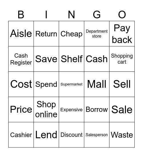 UNIT 6 VOCABULARY Bingo Card