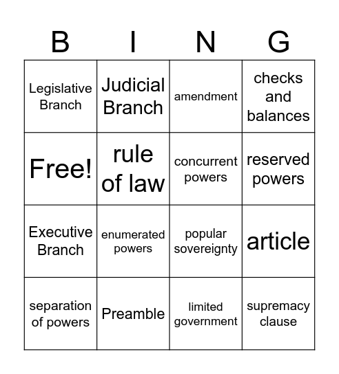 Ch. 3, Lessons 3 & 4 Vocabulary Bingo Card