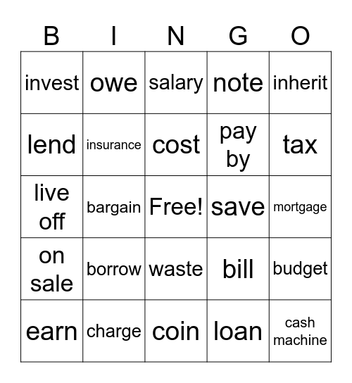 Money Bingo Card