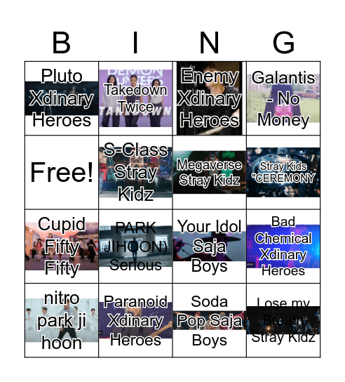 K-Pop Bingo Card