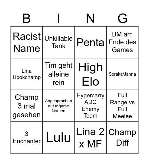 Aram Ranked Bingo Card