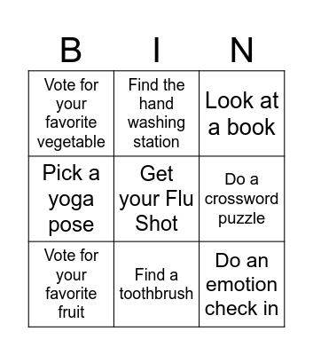 Flu Clinic Bingo Card