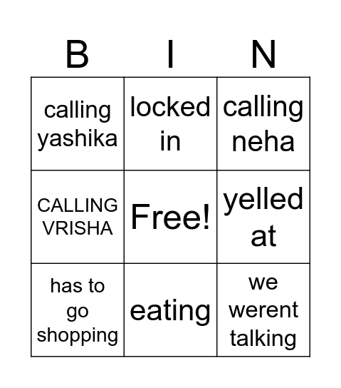Untitled Bingo Card