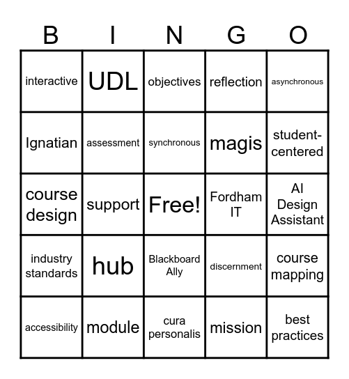 GSE Online Learning Bingo Card