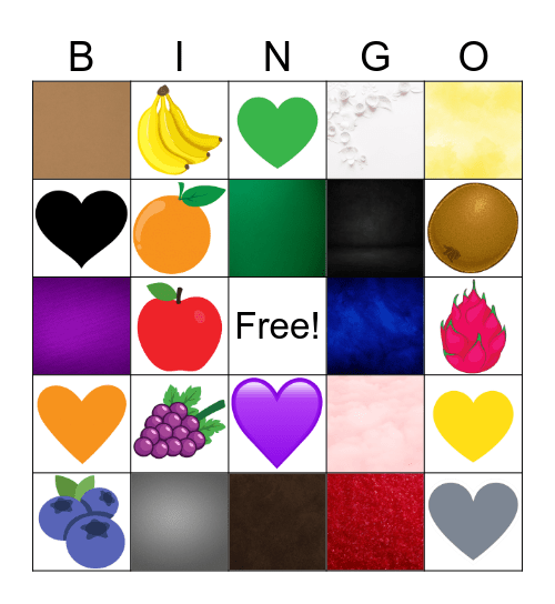 Colores Bingo Card