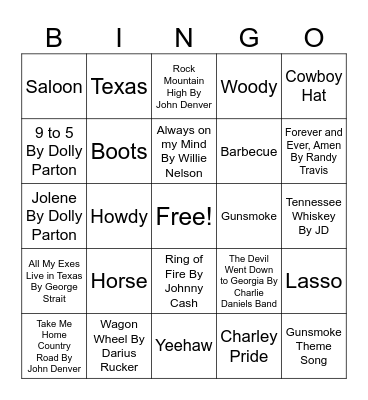 Western Bingo Card