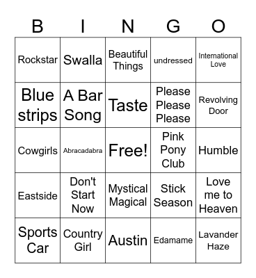 Music BINGO Card