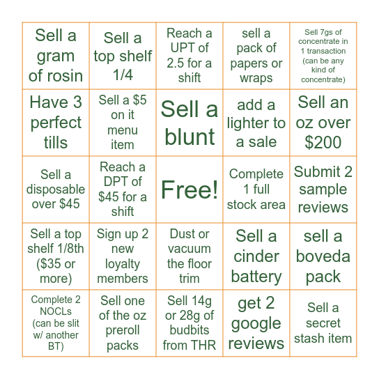 Cinder October Bingo Card