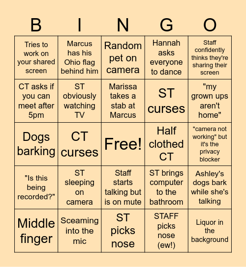 Kindergarten Crew Bingo! Bingo Card