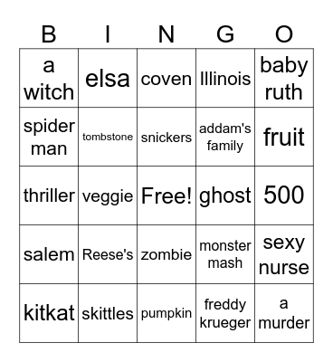 Halloween Bingo-Trivia Mashup Bingo Card
