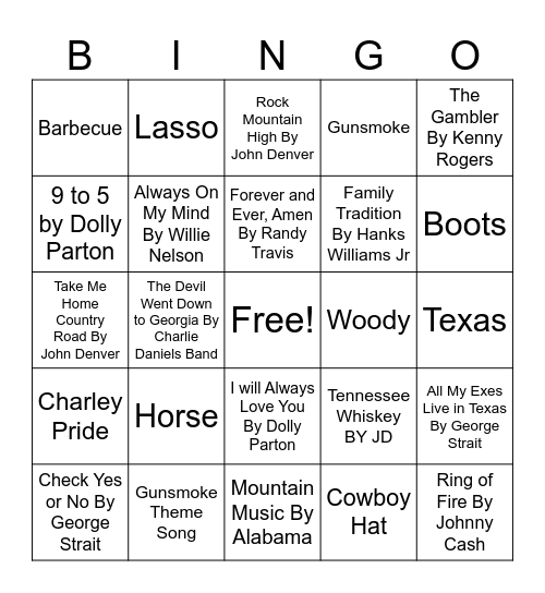 Western Bingo Card