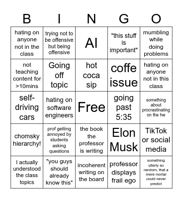 THEORY OF COMP (2025) Bingo Card