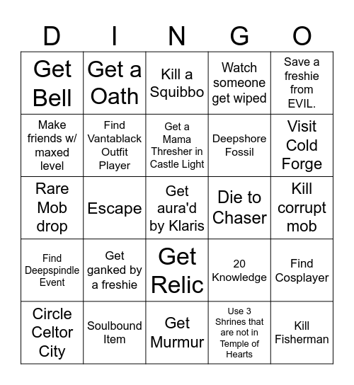 Deepwoken Deepbound Dingo Bingo Card