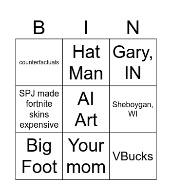 Jason's Topics of the Day Bingo Card