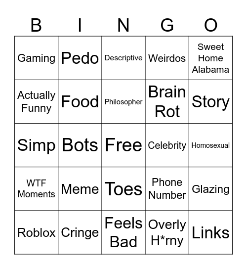 Phub Bingo Card