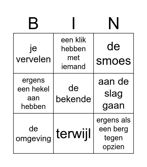 Taal actief 5 groep 4 thema 1 woordenschat Bingo Card