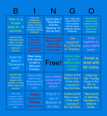 Super Starlight 64 Master Quest Checklist Bingo Card