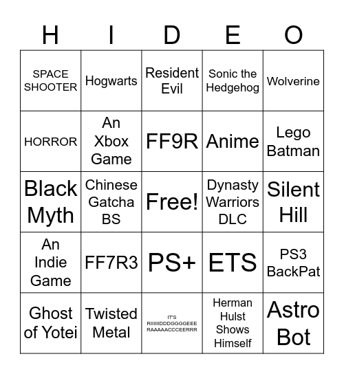 State of Play Sept 25 Bingo Card