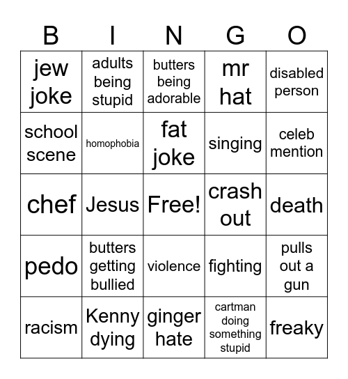 south park bingo Card