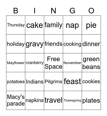 Thanksgiving Bingo Card