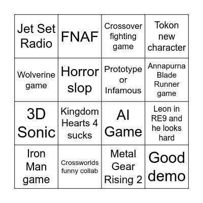 SFG 2025 Bingo Card