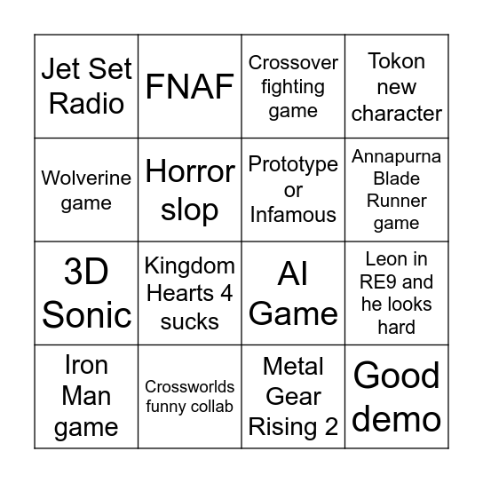 SFG 2025 Bingo Card