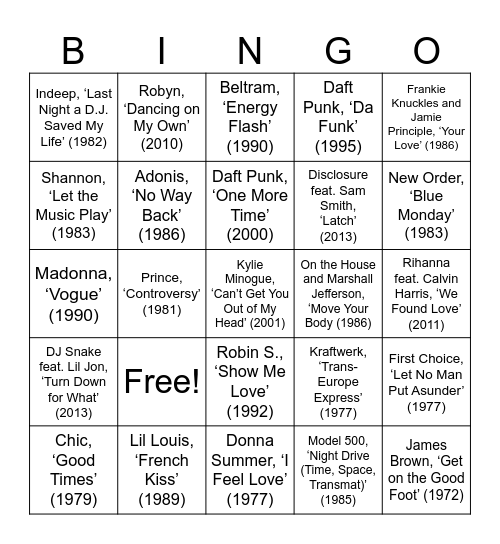 Beats & Bingos Bingo Card