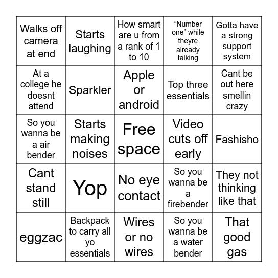 Zbron bingo Card