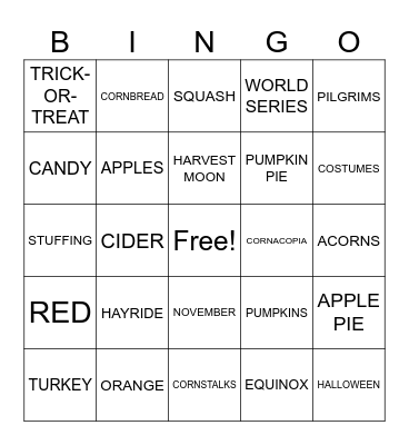 FALL BINGO Card