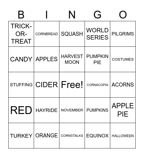FALL BINGO Card