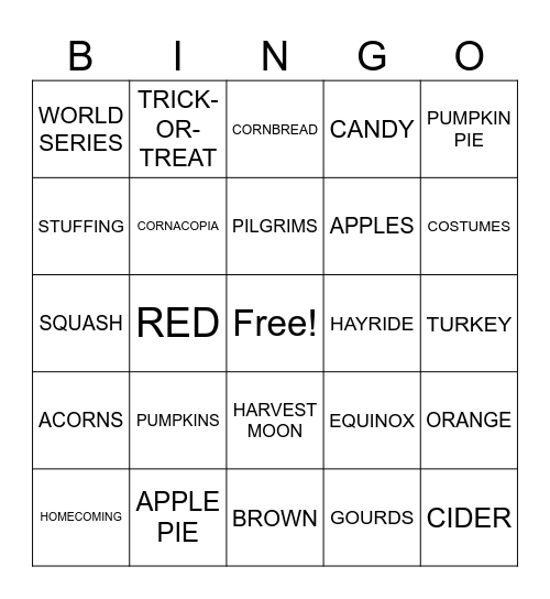 FALL BINGO Card