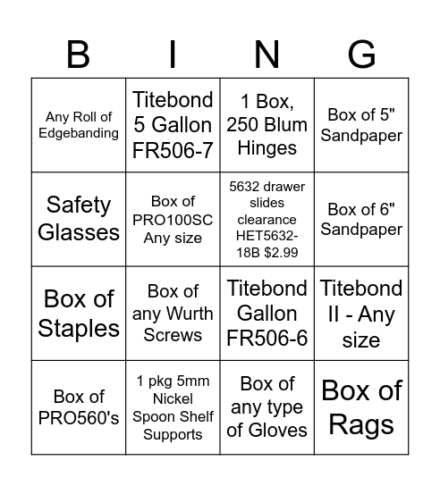 UPSELL BINGO Card