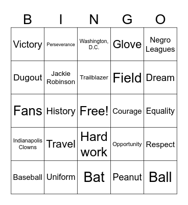 Mamie Johnson's Big League Bingo Card