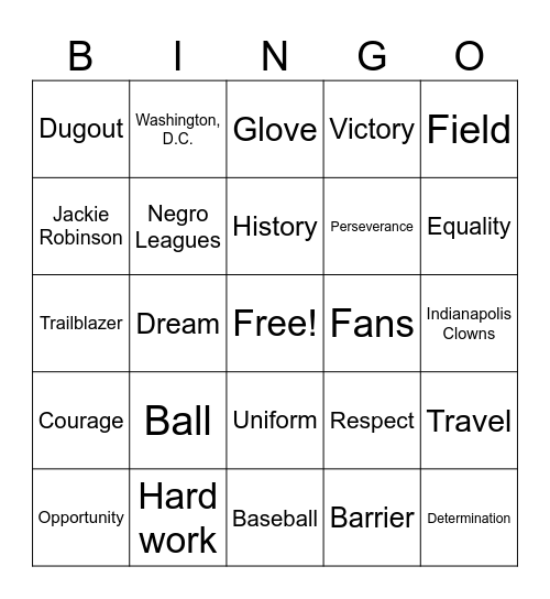 Mamie Johnson's Big League Bingo Card