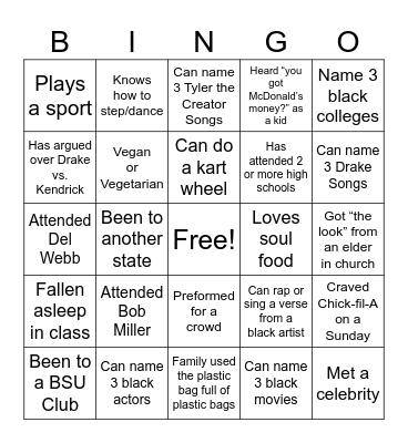 BSU Bingo Card