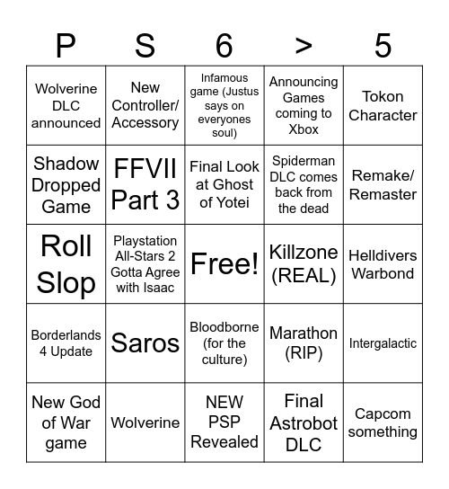 State of Play 9.24.25 Bingo Card