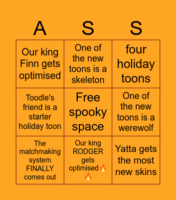 DANDYS WORLD HALOWEEN UPDATE BINGO CARD Bingo Card