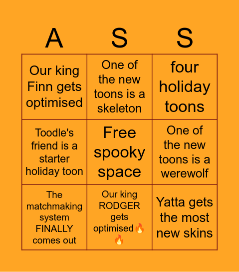 DANDYS WORLD HALOWEEN UPDATE BINGO CARD Bingo Card