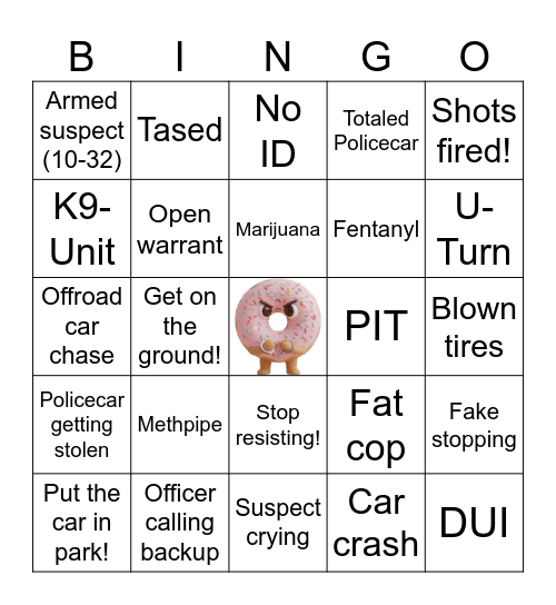 Police Chase Bingo Card