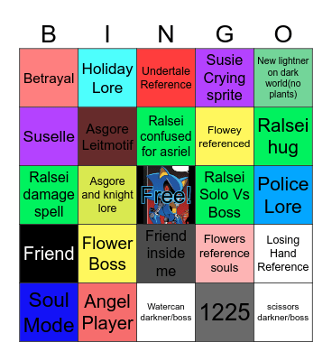Deltarune chapter 5 Bingo Card
