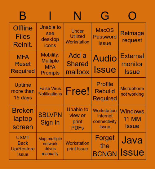 Spooky Ticket Bingo Card
