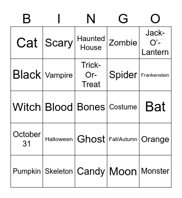 Halloween Bingo Card