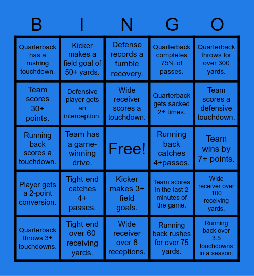DALLAS COWBOYS Bingo Card