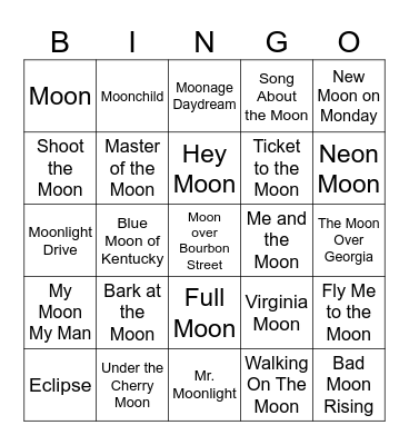 NEW MOON Bingo Card
