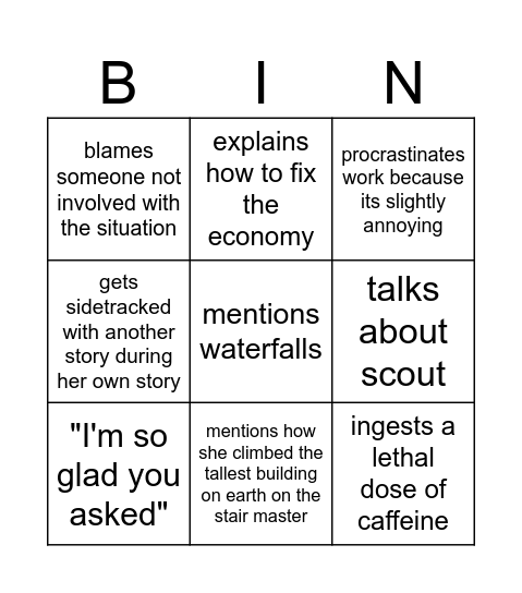 Jadyn Bingo Card