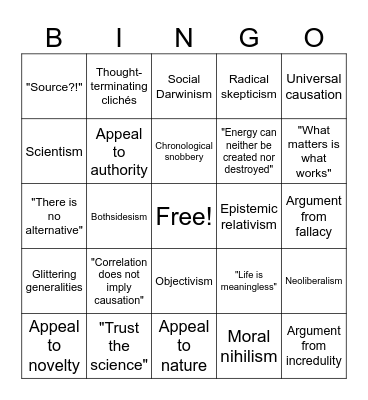 Midwit Bingo Card