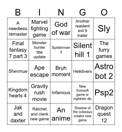 Joe bingo Card